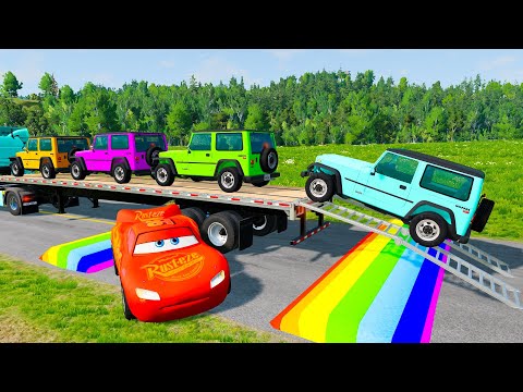 CLAAS TRACTORS vs JOHN DEERE vs FENDT vs COLORED BASKETBALLS vs LAMBORGHINI - BeamNG.drive #18