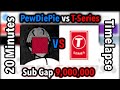 PewDiePie vs T-Series: Sub Gap 9,000,000 (20 Minutes Timelapse)