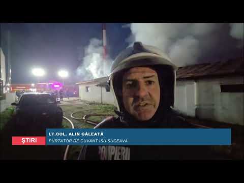 Incendiu uriaș în Suceava | Două hale industriale distruse în comuna Dumbrăveni