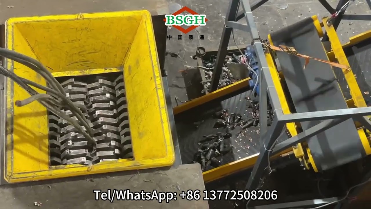 Dual 55 kW Twin Shaft Shredder | Heavy Duty Cable Shredder Machine (with Magnetic Separator)