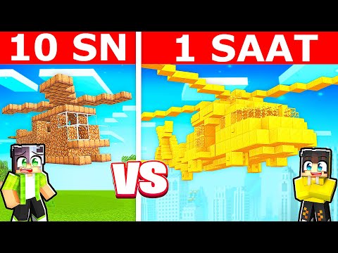 10 SANİYEDE YAPILAN HELİKOPTER VS 1 SAATTE YAPILAN HELİKOPTER YAPI KAPIŞMASI! 🚁 | Minecraft