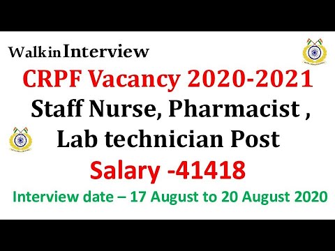 New CRPF Staff Nurse , ANM , Lab Technician & Pharmacist Vacancy | All India Candidate can Apply
