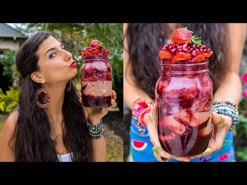 Dark Cherry Pomegranate Ice Cream Smoothie Jar! Raw Vegan Recipe!