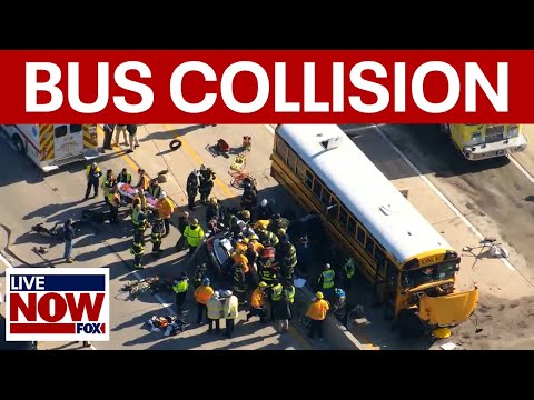 Video | Car trapped under school bus full of students in Delaware