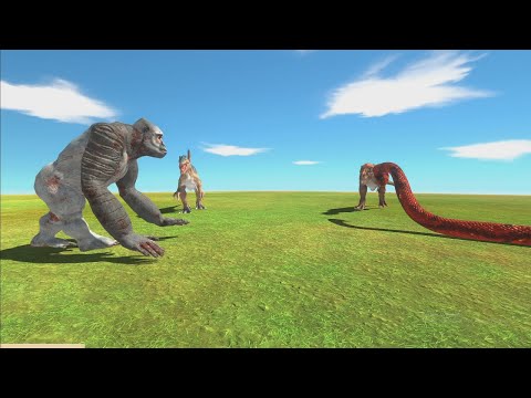 SPINOSAURUS vs T REX vs GORO vs TITANOBOA (Animal Revolt Battle Simulator)
