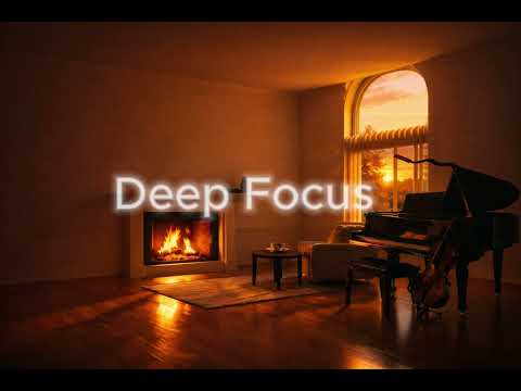 Cozy Sunset Room with Fireplace 🔥 Smooth Jazz Piano for Deep Focus & Reading | Focus Music Lab