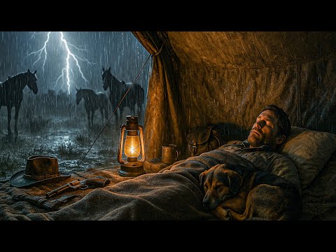 Camping Alone with My Dog in the Tent at Night – Heavy Rain & Thunderstorm | RDR2 ASMR