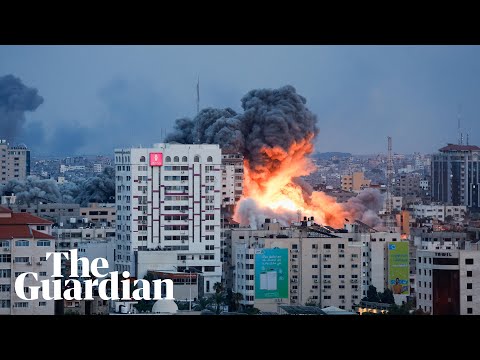 Moment Israeli airstrike hits Gaza tower block after Hamas attack