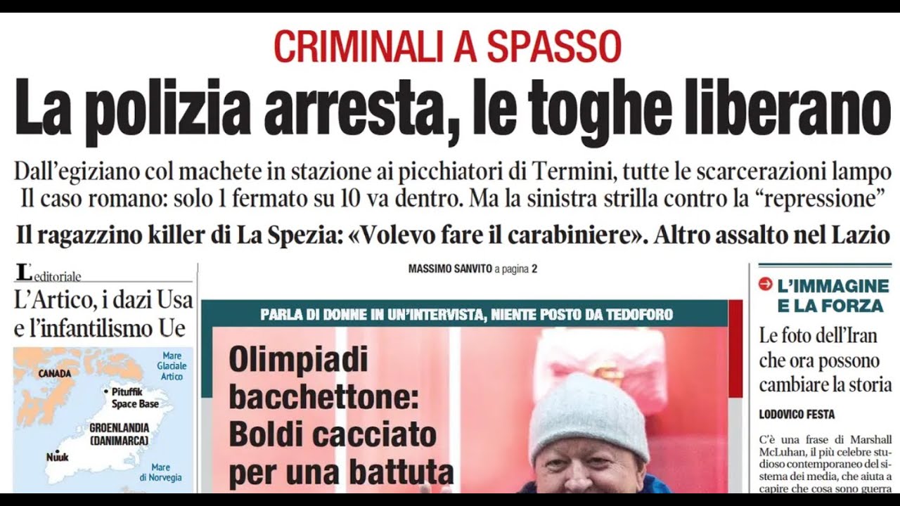 RASSEGNA STAMPA 18 GENNAIO 2026. QUOTIDIANI NAZIONALI ITALIANI  PRIME PAGINE DEI GIORNALI DI OGGI