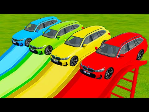 TRANSPORTING COLORED BMW SERIES TOURING WITH SCANIA TRUCK DEATH RUN #59 - Farming Simulator 22