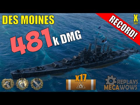 DAMAGE RECORD! Des Moines 481k Damage | World of Warships Gameplay