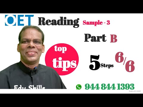 Edu Skills OET: OET Reading sample 5 - Parts A, B, C - tips and trics| Strategies: OET made easy