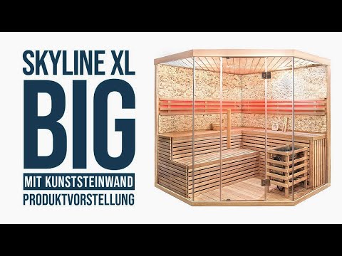Sauna mit Kunststeinwand | Skyline XL BIG (Produktvorstellung)