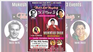 Live online show | Dil Ki Nazar Se | Tribute To Lata Mangeshkarji | Singer Mukhtar Shah | Mukesh