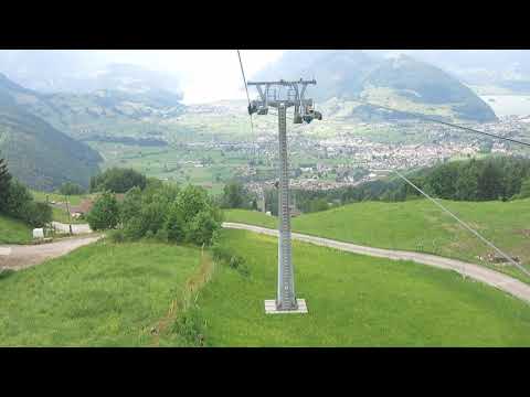 Luftseilbahn Rickenbach - Rotenflue Talfahrt 2022 Seilbahn Schweiz cable car Switzerland