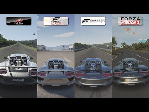 Assetto vs Forza Horizon 2 vs Forza 6 vs Forza Horizon 3 - 918 Spyder Sound Comparison