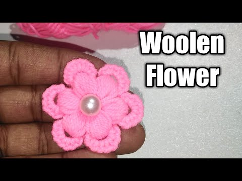 Easy DIY Wool Flower Making Using Icecream Stick - No Crochet Used-Embroidery