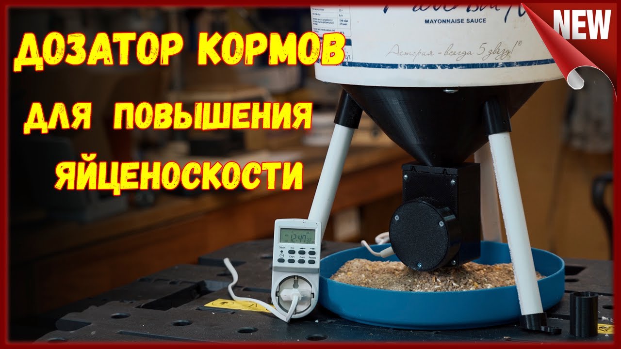 Бункерная кормушка для кур с автоматической подачей корма.
