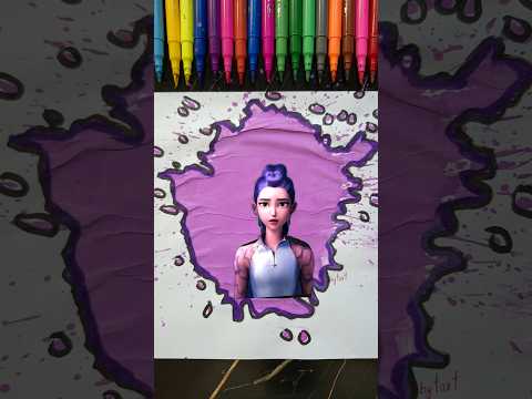 Rumi Satisfying Paint art With Pink Acrylics✨️🎨 || Kpop Demon Hunters #kpopdemonhunters #trending
