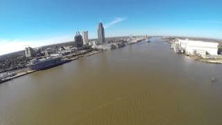 preview picture of video 'Downtown Mobile, over the Mobile River from the Air'