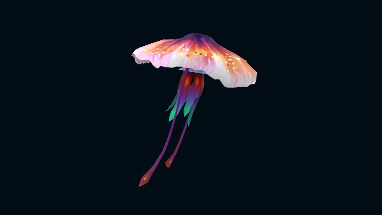 Low-poly animated jellyfish 3D Model