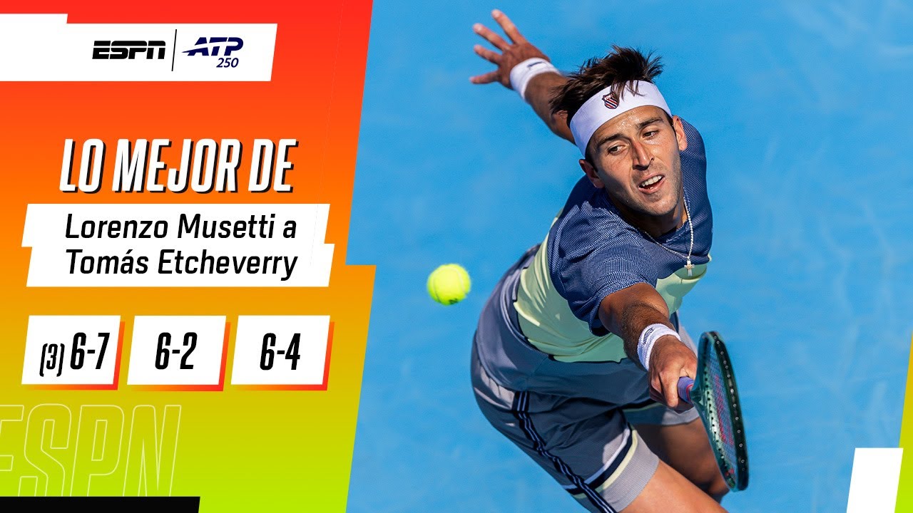 ETCHEVERRY JUGÓ UN GRAN PARTIDO, GANANDO EL PRIMER SET, PERO CAYÓ FRENTE A MUSETTI | RESUMEN
