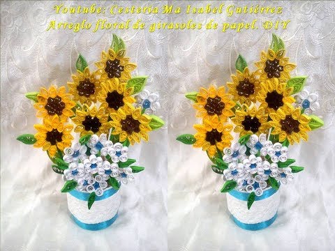 Arreglo floral de girasoles de papel