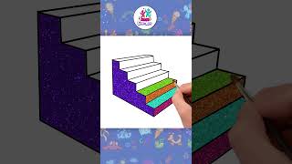 How to Draw 3D Stairs ✏️ Easy Tutorial for Kids #howtodraw #chikiart