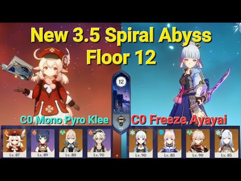 New 3.5 Spiral Abyss Floor 12 ft. C0 Mono Pyro Klee & C0 Ayaka [Genshin Impact]