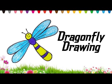 How to Draw a DRAGONFLY| Bugs Drawing week| Crayons Drawing for kids | Coloring