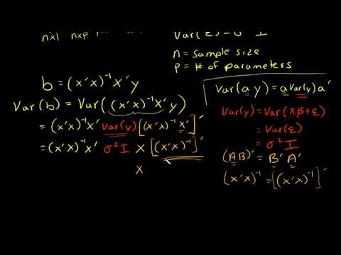 Multiple Linear Regression Variance of Least Squares Estimator, b