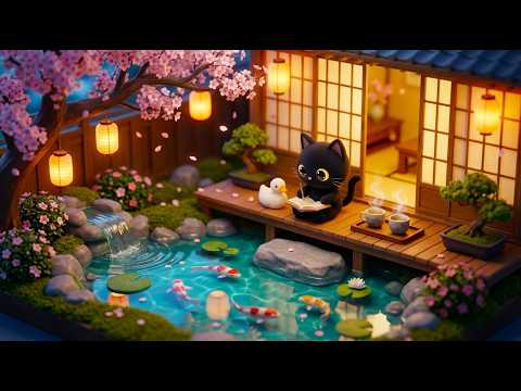 Lofi Cat Jazz Sakura Garden will Calm Your Soul 🌸🎏 Jazz Lofi for Study