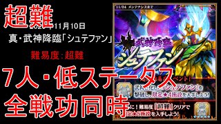 【全戦功、7人×平均Lv56.5（Lv55～58）、絆100％】真・武神降臨「シュテファン」超難