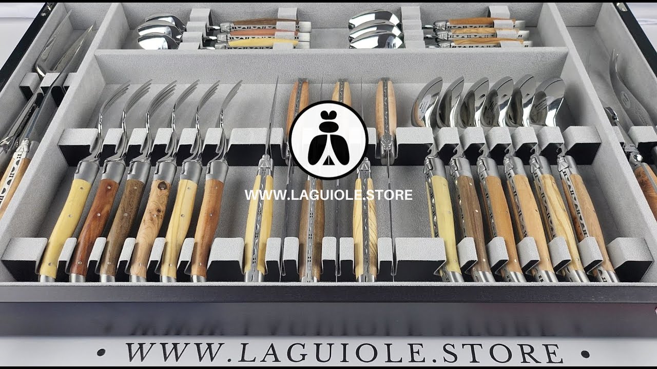 Laguiole Canteen of Cutlery 28 Piece - 6 French wood