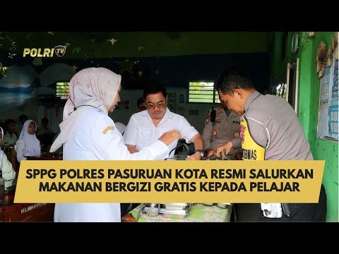 SPPG POLRES PASURUAN KOTA RESMI SALURKAN MAKANAN BERGIZI GRATIS KEPADA PELAJAR