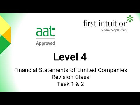 AAT Professional Level Financial Statements of Limited Companies - Task 1 & Task 2