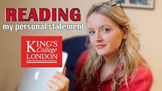 reading my masters personal statement (KCL)
