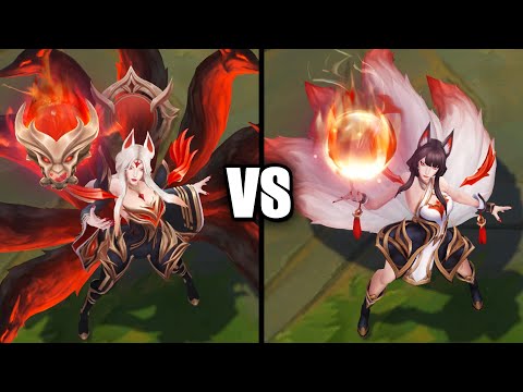 Immortalized Legend Ahri vs Risen Legend Ahri Skins Comparison (League of Legends)