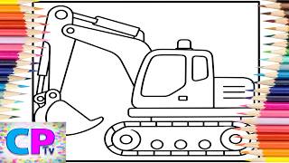 Excavator Coloring Pages/Machine Ready to Work/Creative Activities/Art Therapy/Relaxing Video