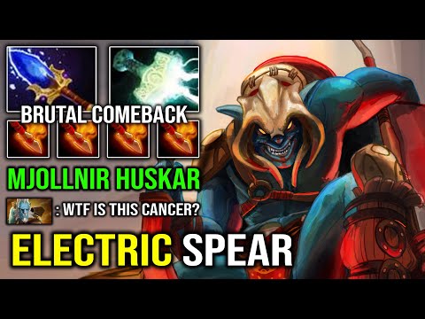 ELECTRIC BURNING SPEAR 1v5 Comeback Huskar with 10s Ultimate CD Mjollnir + Aghanim Scepter DotA 2