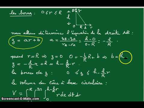 calcul du volume d'un cône par intégrale -coordonnées cylindriques- 1ère année universitaire