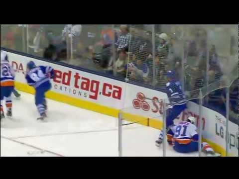 Dion Phaneuf hits John Tavares. Jan 24th 2013
