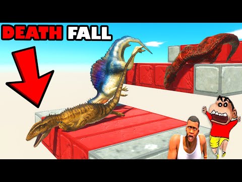 ALL UNITS FALLING From DEATH FALL TRAP CHALLENGE SHINCHAN and CHOP in ANIMAL REVOLT BATTLE SIMULATOR