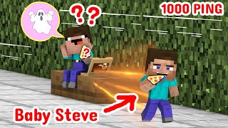 Monster School : Minecraft On 1000 Ping - Baby Steve Becomes Quicksilver Saves Everyone