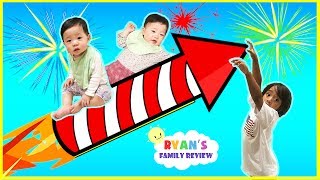 Twin babies first 4th of July! Family Fun Day with Ryan&#39;s Family Review!