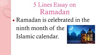 5 Lines on Ramadan | Essay on Ramadan #easytolearnandwrite #essay #ramadan #ramazan #fast #english