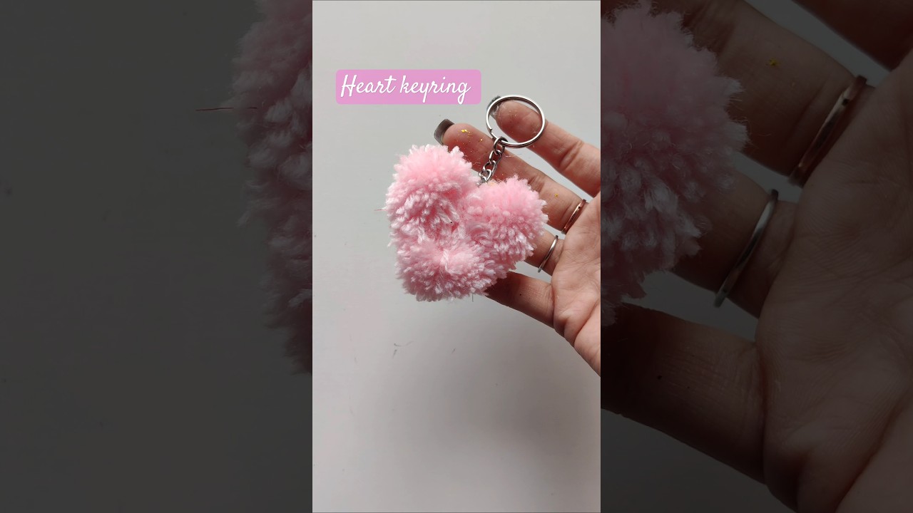 Make CUTE Pom Pom Heart Keychain from WOOL in Minutes!