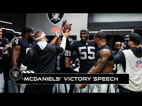 Josh McDaniels’ Locker Room Victory Speech vs. Patriots: ‘Where’s Chandler Jones?!’ | Raiders | NFL