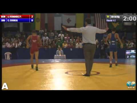 Panamericano cadete de lucha 2014 Final GR 50 Kg (DOM) Alexander FERNANDEZ PENA (BRA) Calebe CORREIA