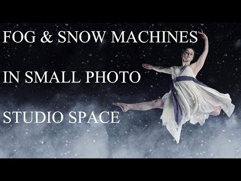 fog and snow machine in small photography studio